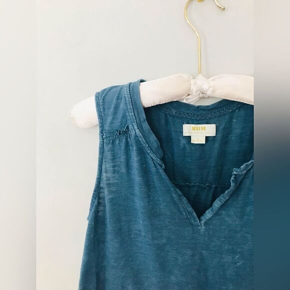 Maeve by Anthropologie | faded blue open back ruffle tank top | size medium - Picture 4 of 7